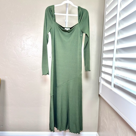 Topshop Women’s Bodycon Long Sleeve Midi Dress Size 8 in Olive Green - Picture 5 of 10